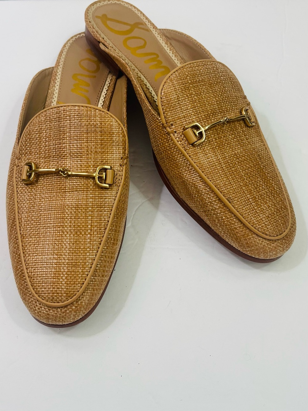Sam Edelman Linnie Bit Mule Loafer Buff Tan Raffia - Picture 3 of 13
